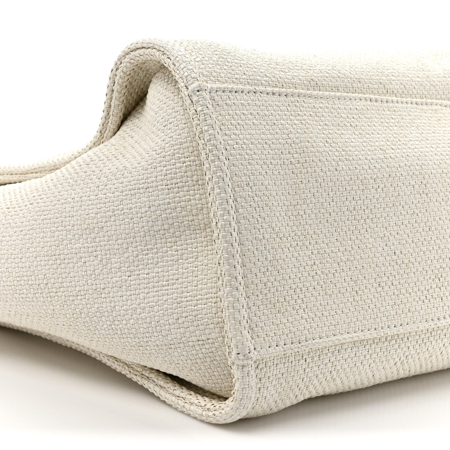 Woven Straw Raffia Medium Deauville Tote White Navy