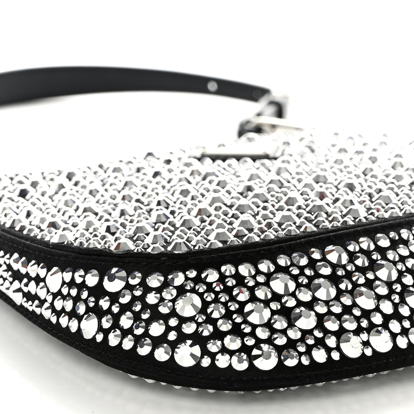 Satin Crystal Cleo Adjustable Strap Shoulder Bag Metal