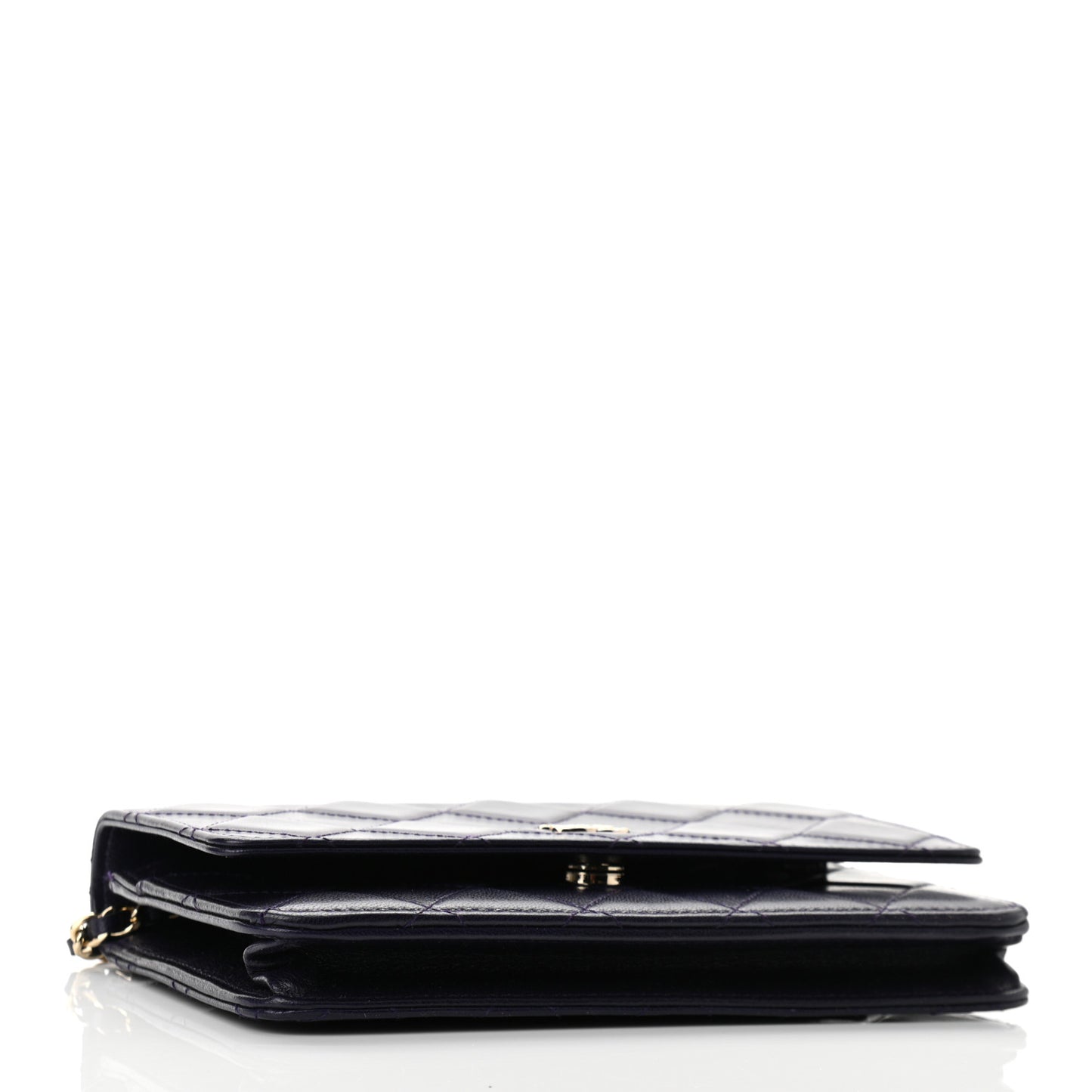 Lambskin Quilted Wallet On Chain WOC Purple