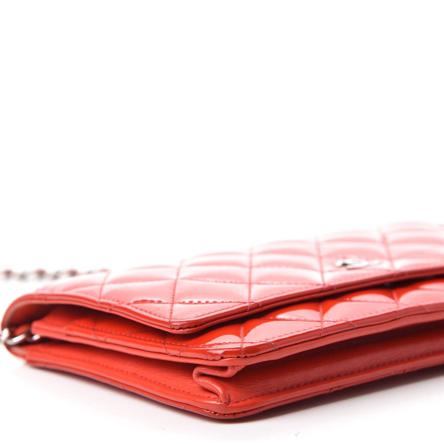 Patent Quilted Wallet On Chain WOC Red
