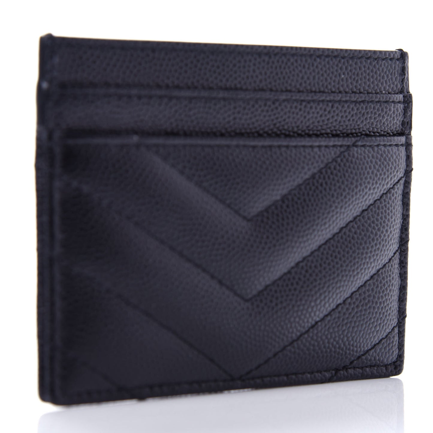 Grain De Poudre Matelasse Chevron Monogram Credit Card Case Black