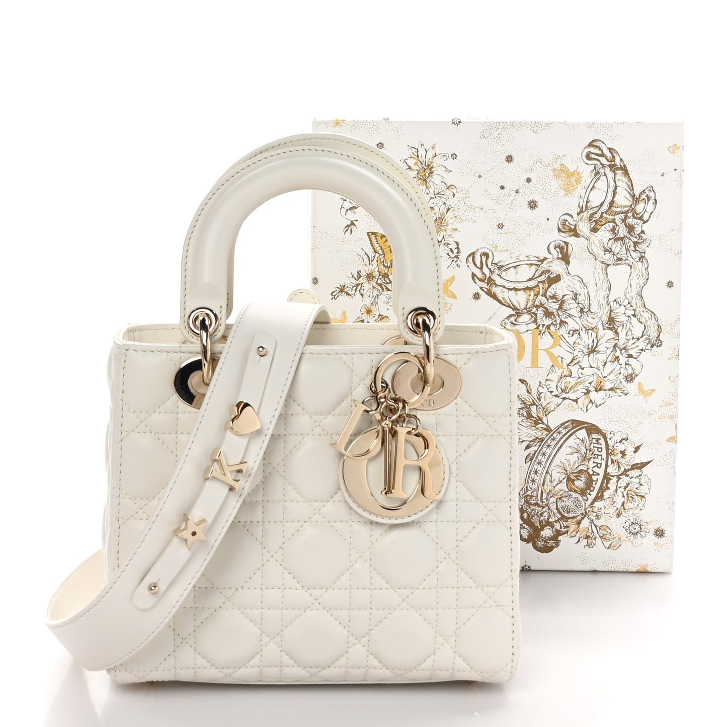 Lambskin Cannage Small My ABCDior Lady Dior White