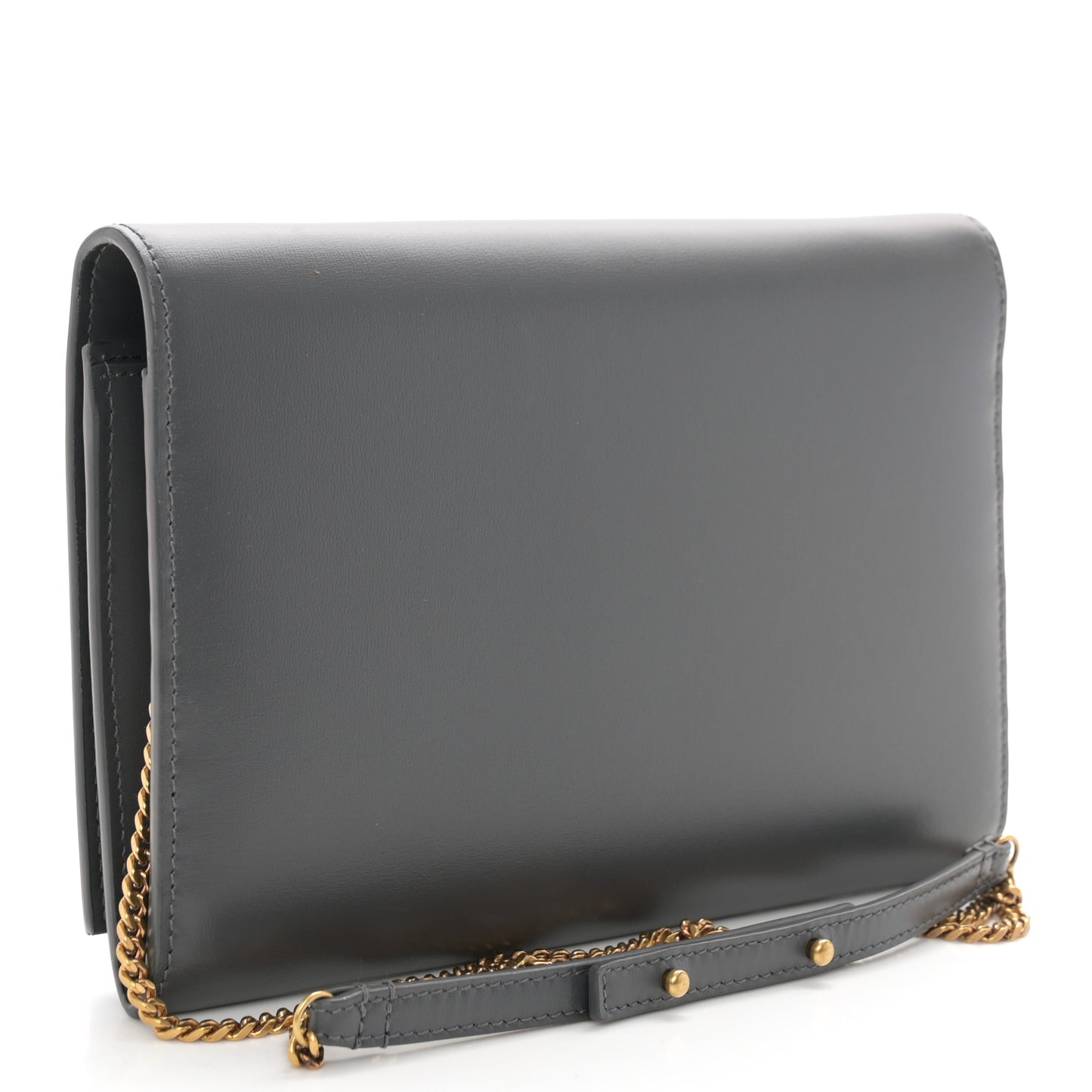Glossy Calfskin Monogram Chain Wallet Storm