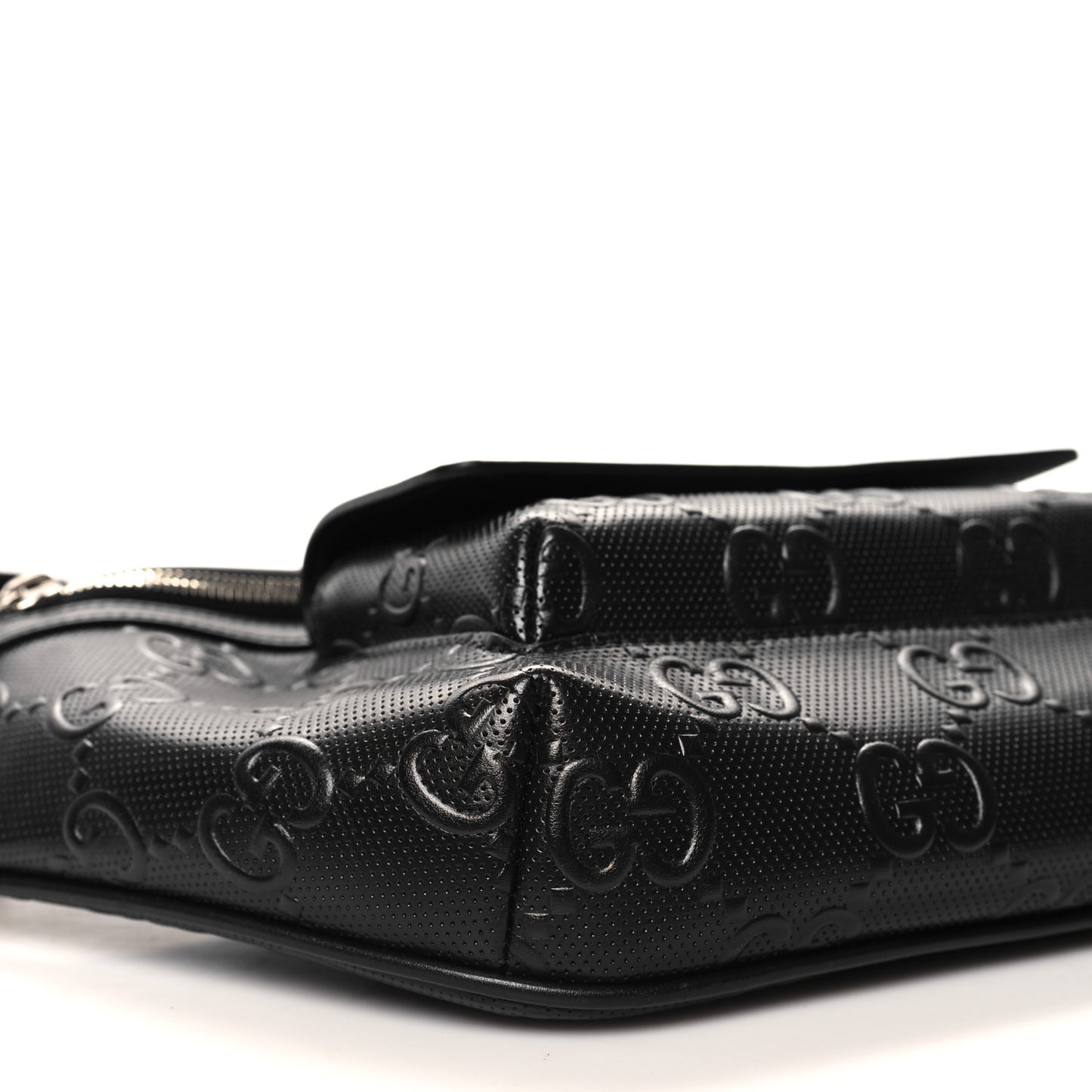 Calfskin GG Tennis Embossed Pocket Belt Bag Black