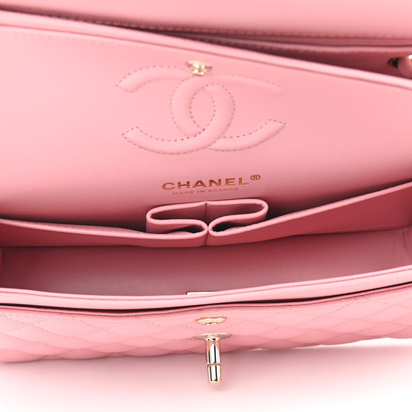 Caviar Quilted Small Double Flap Pink