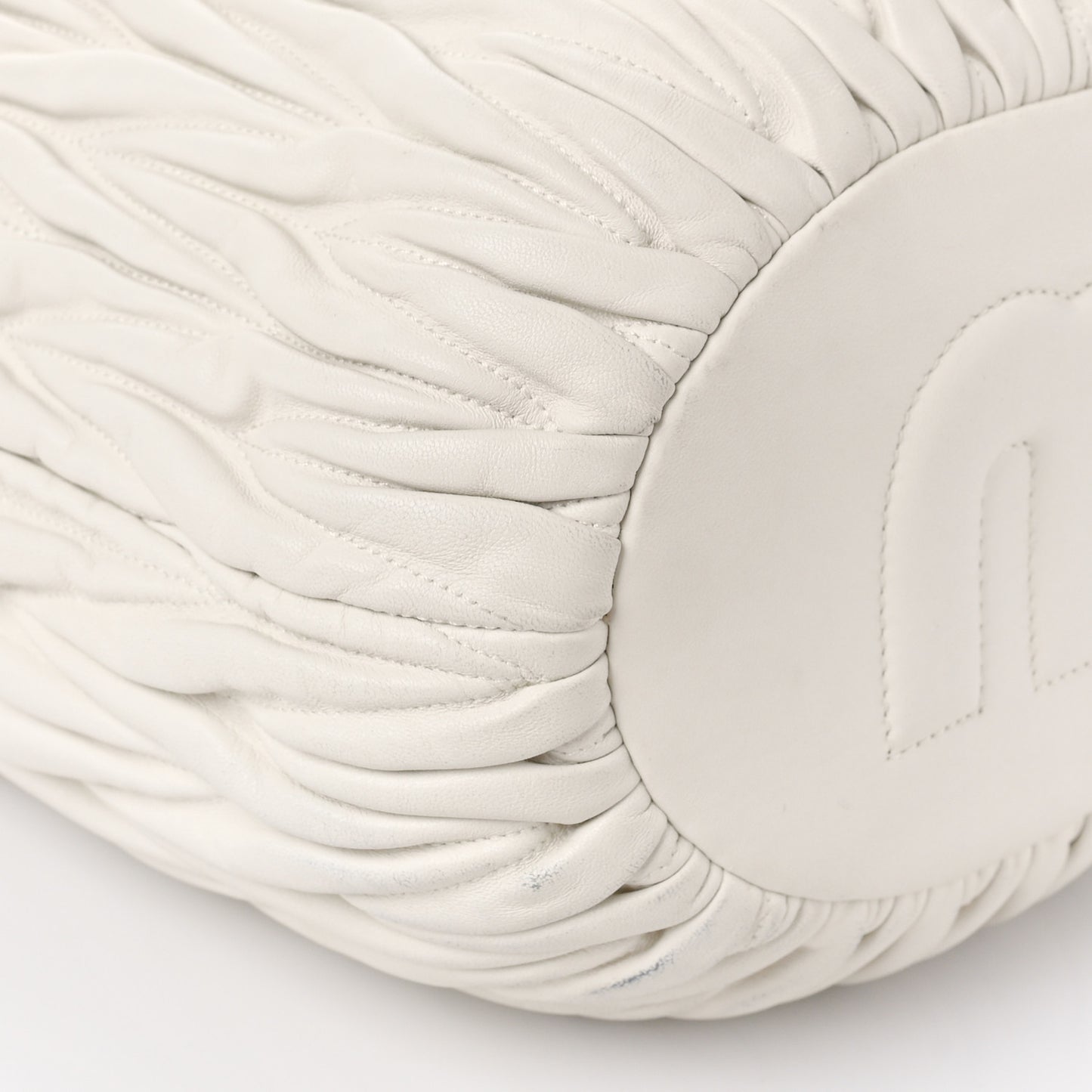Nappa Matelasse Small Bucket Bag White