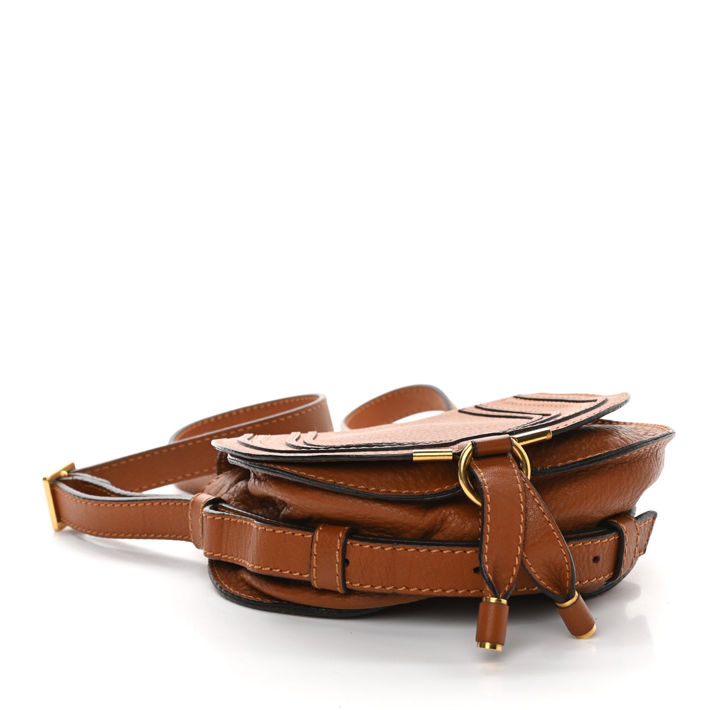 Calfskin Mini Marcie Round Crossbody Bag Tan