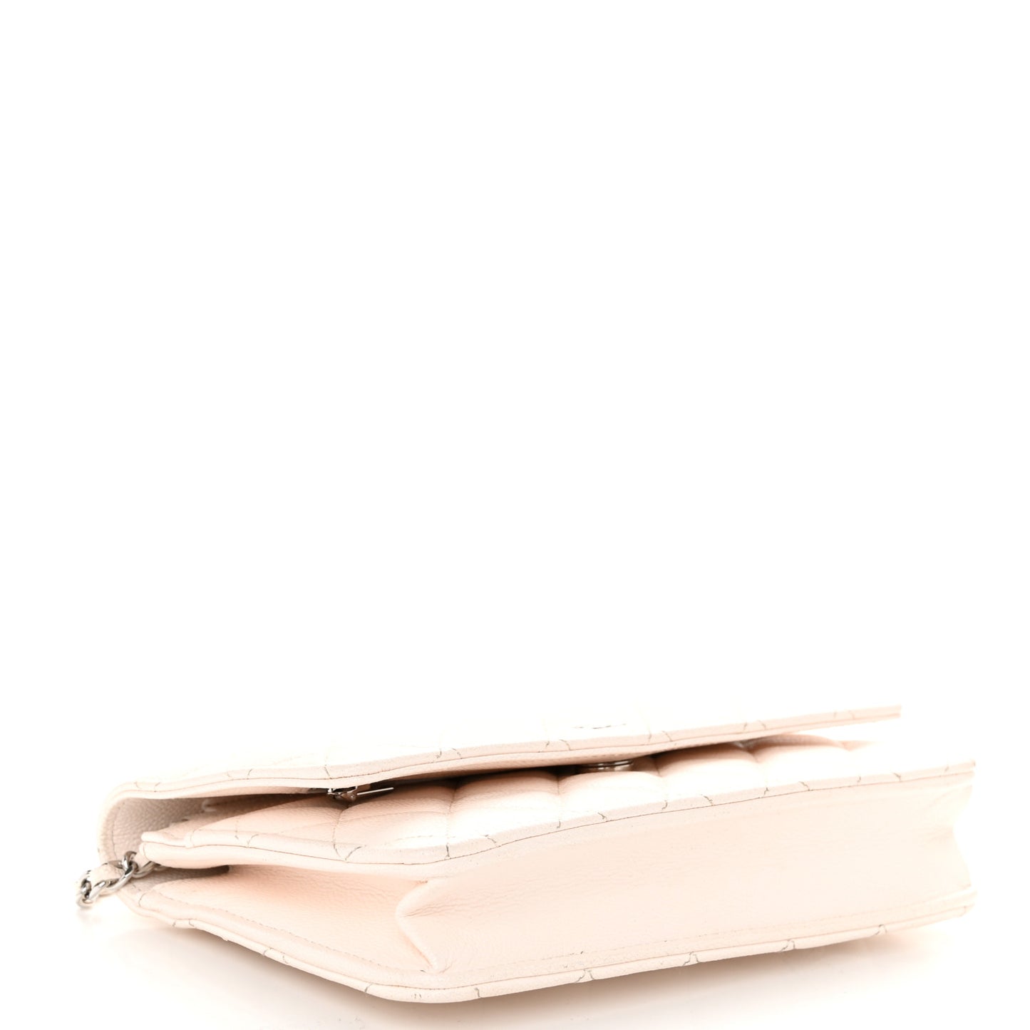 Caviar Quilted Wallet on Chain WOC White