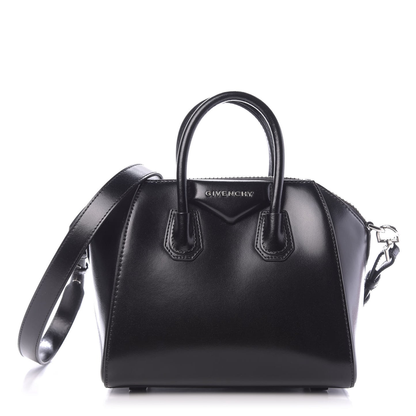 Shiny Lord Calfskin Mini Antigona Black