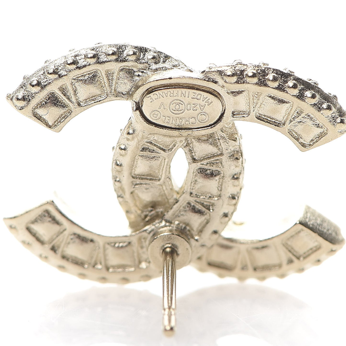 Crystal Textured CC Earrings Gold