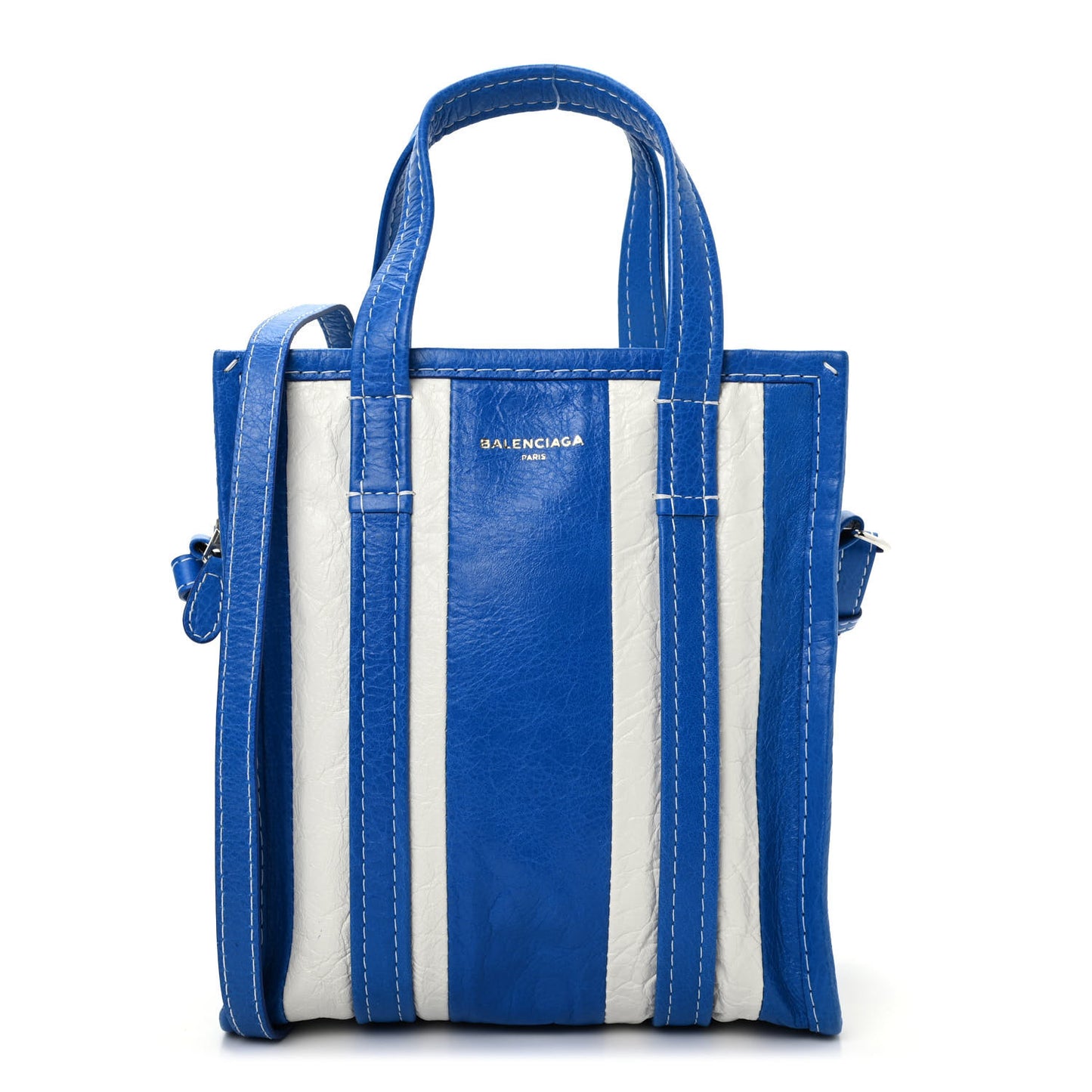Veau Arena Multicolore XS Bazar Shopper Tote Bleu Lazuli White