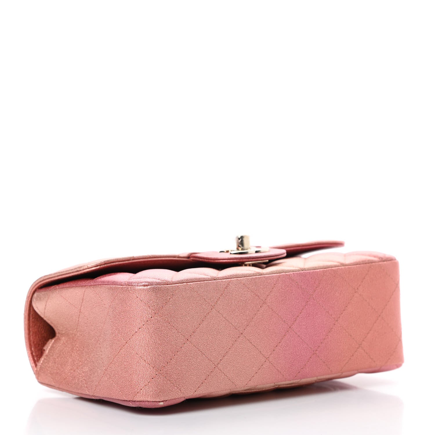Chanel Metallic Lambskin Quilted Ombre Mini Rectangular Flap Pink 4 of 13