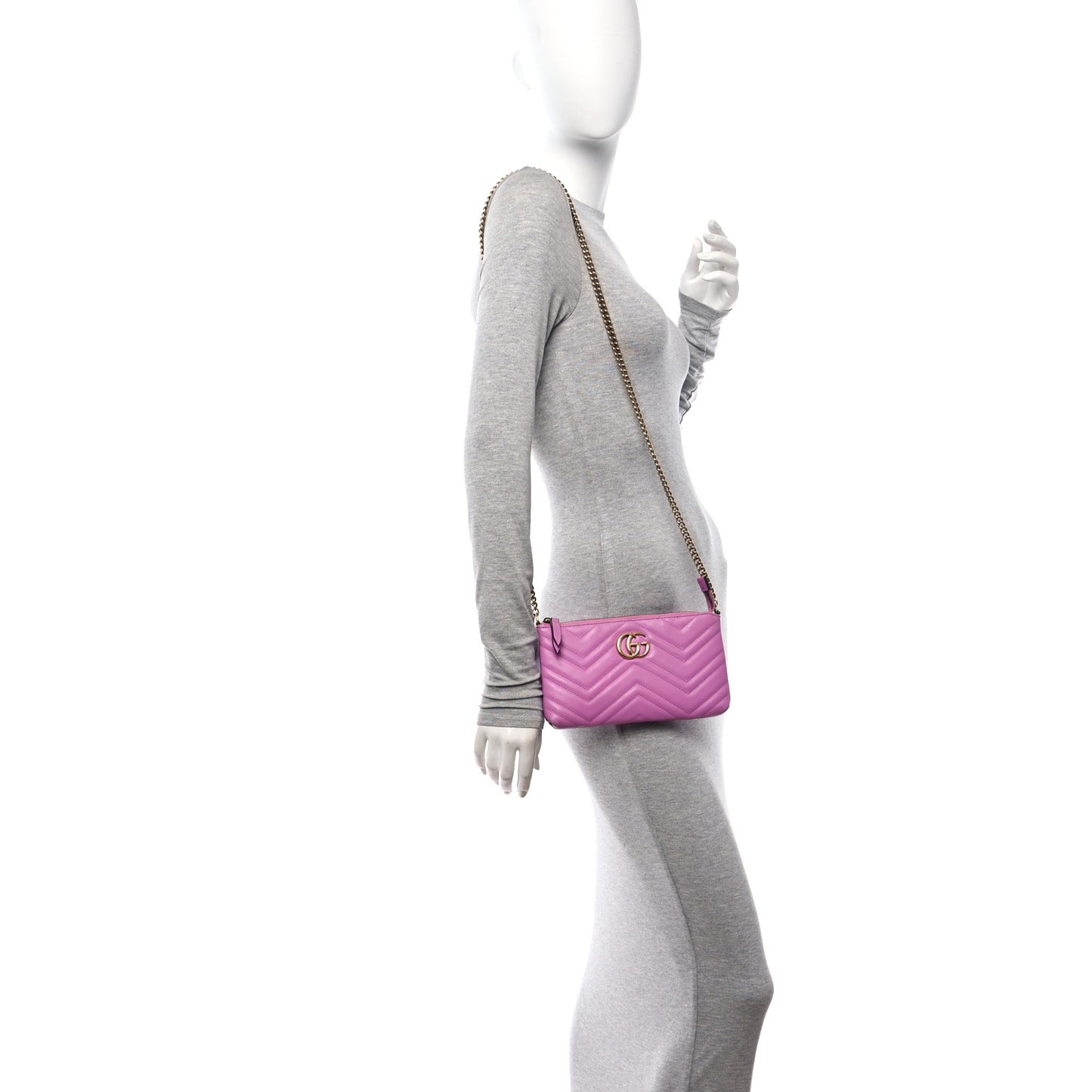 Calfskin Matelasse Mini GG Marmont Chain Bag Candy Mousse