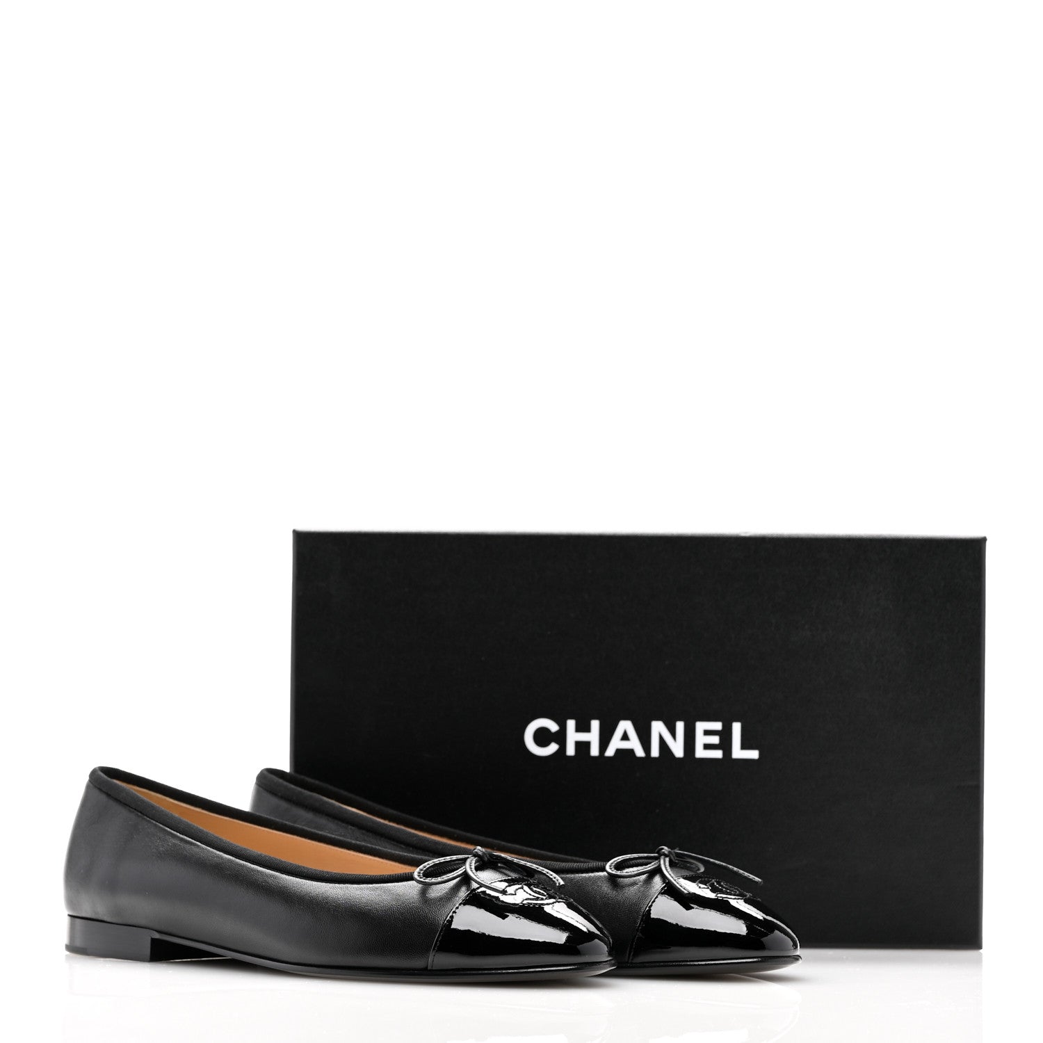 Chanel Lambskin Patent Cap Toe Ballerina Flats 40 Black 9 of 9