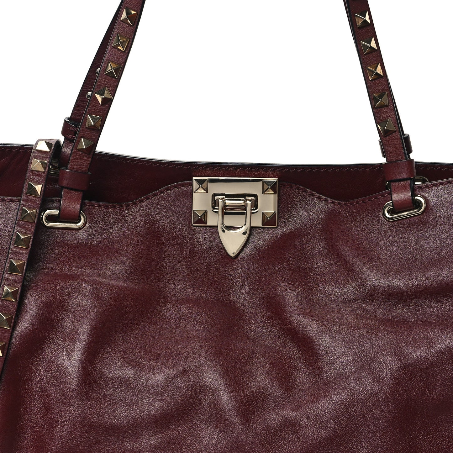 Vitello Medium Rockstud Tote Camelia