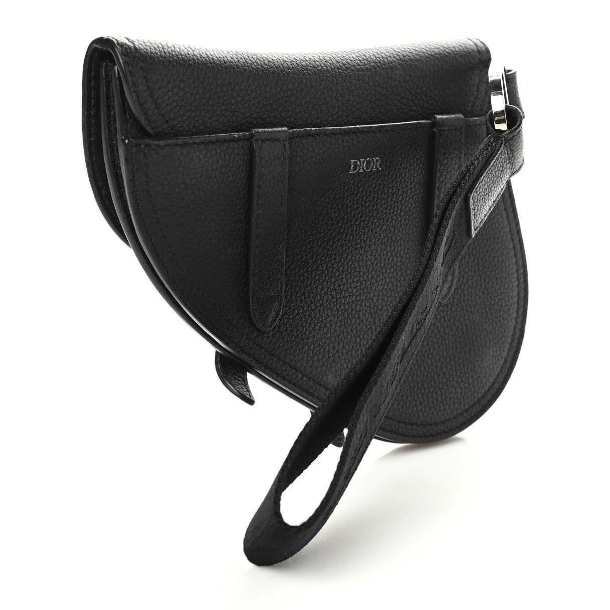 X KAWS Grained Calfskin Saddle Wristlet Black