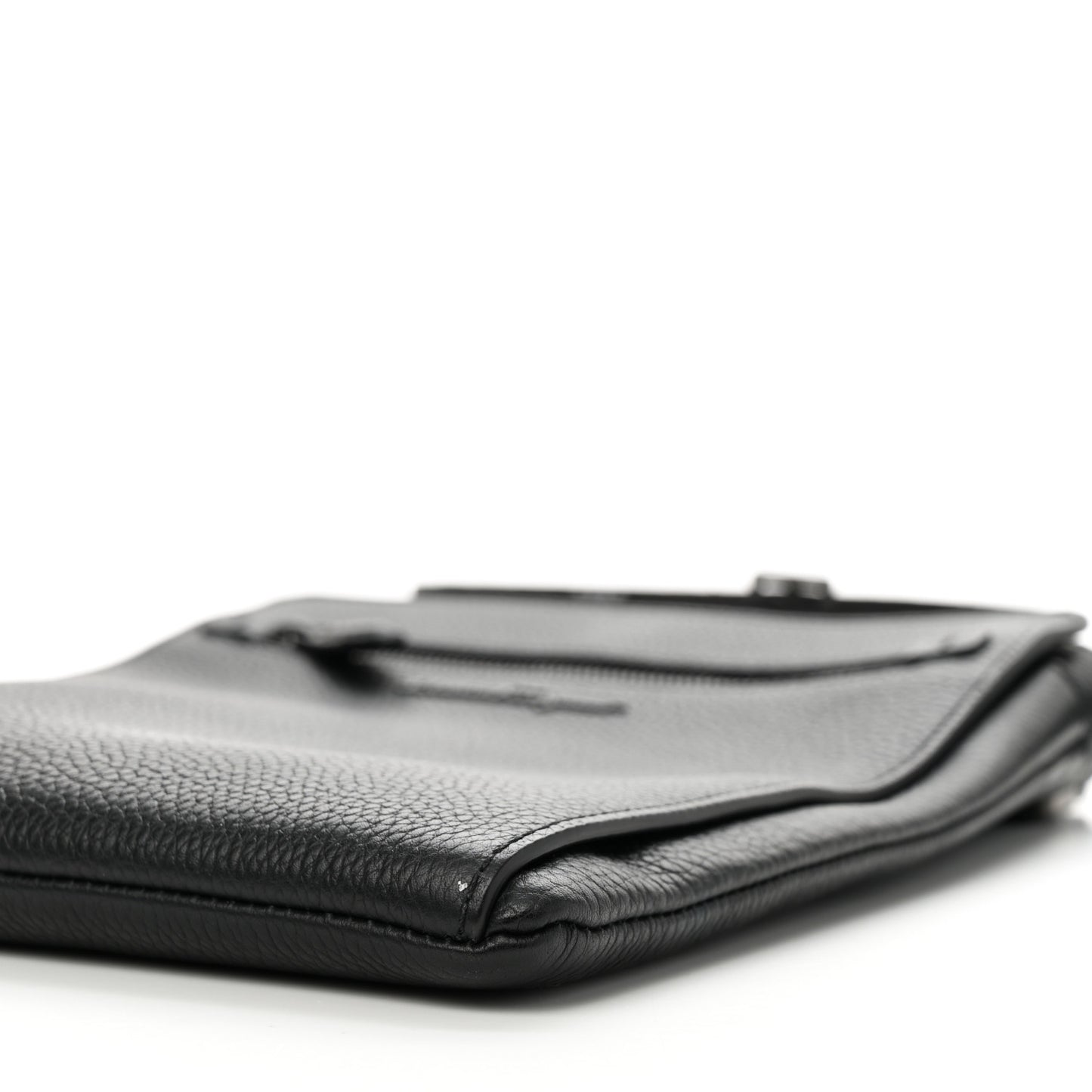 Grained Calfskin Messenger Black