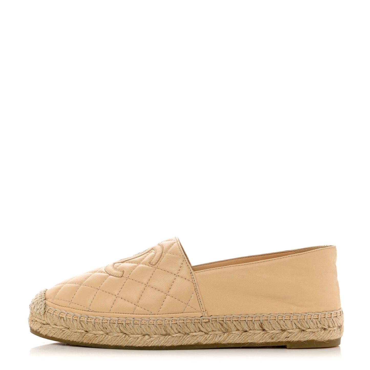 Lambskin Quilted CC Espadrilles 39 Beige