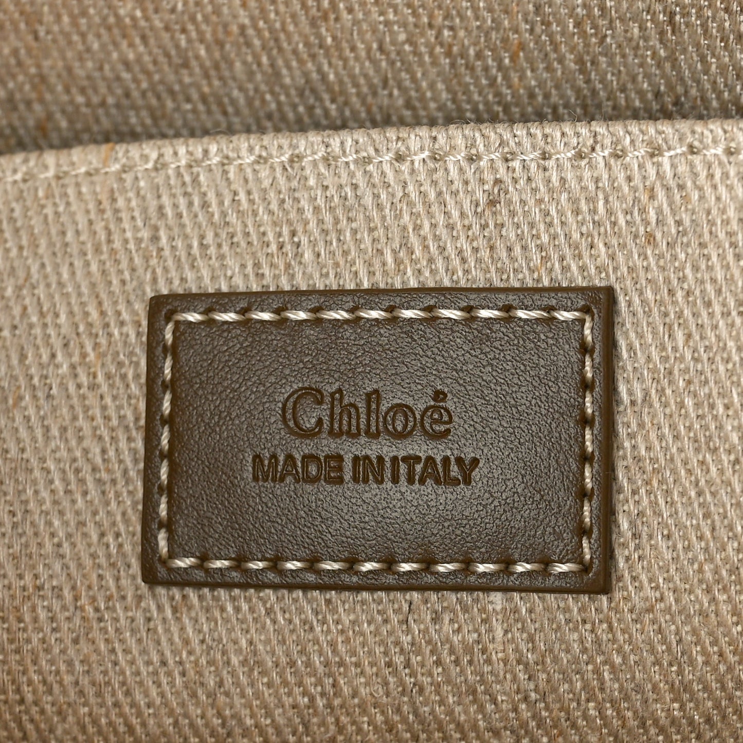 Linen Calfskin Medium Woody Ribbon Tote Bronze Brown