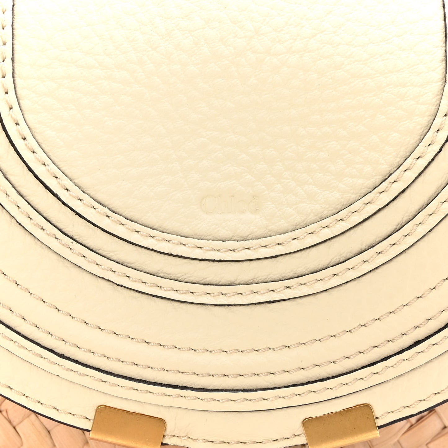 Raffia Calfskin Marcie Basket White