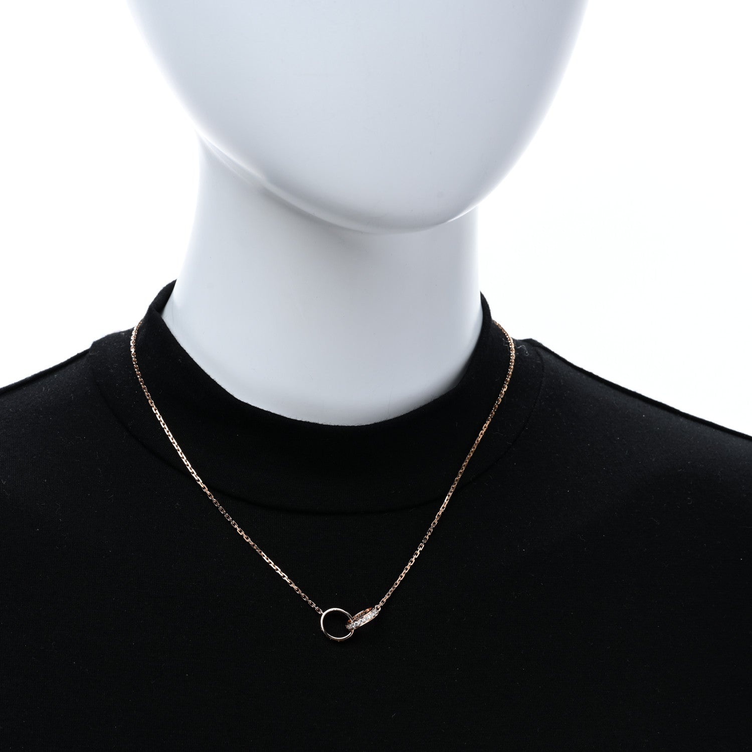 Cartier 18K Pink Gold Diamond Interlocking LOVE Necklace 2 of 5