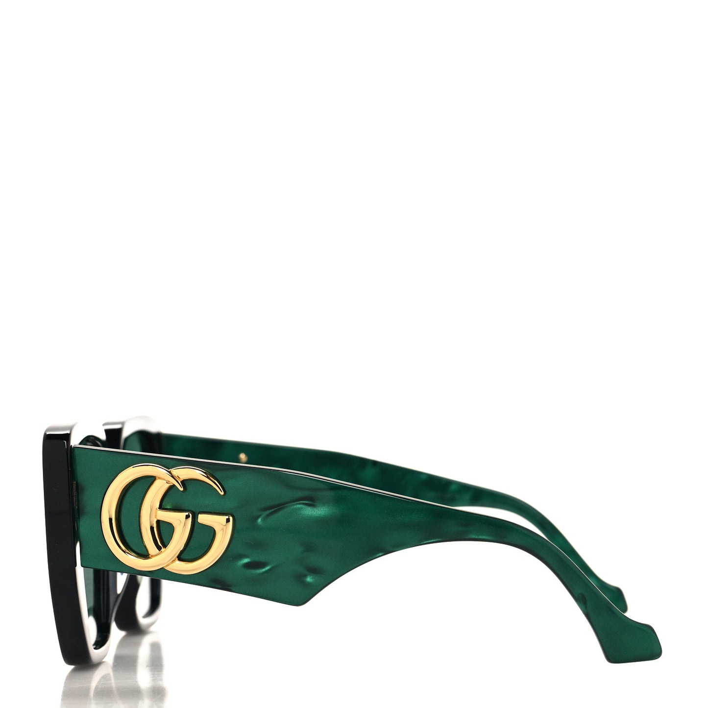 Acetate Square Frame Sunglasses GG0956S Green Black