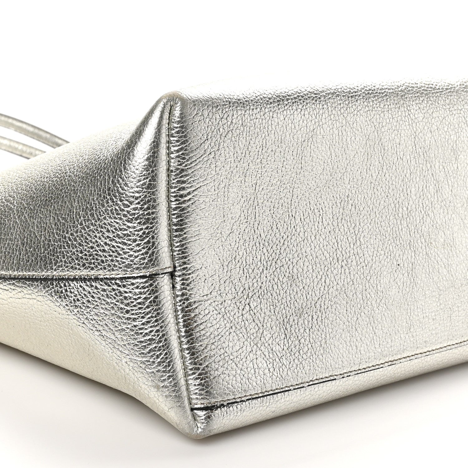 Salvatore Ferragamo Metallic Grained Calfskin Travel Tote Silver 8 of 11