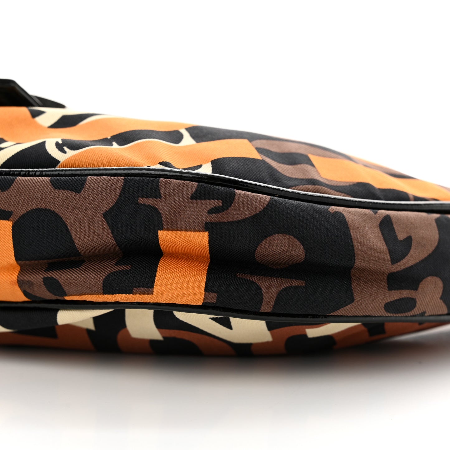 Nylon Patent Half Moon Baguette Black Brown Orange