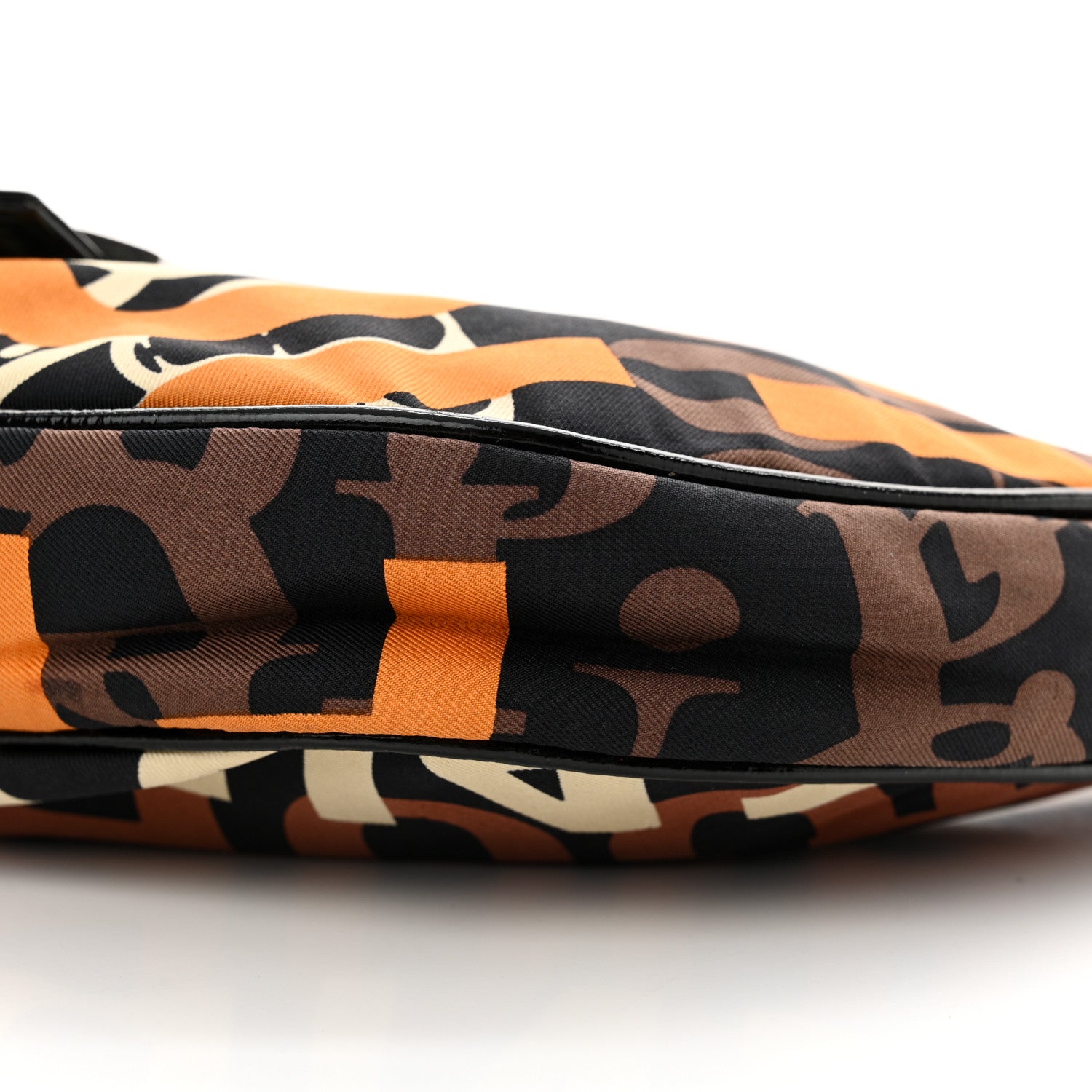 Fendi Nylon Patent Half Moon Baguette Black Brown Orange 9 of 9