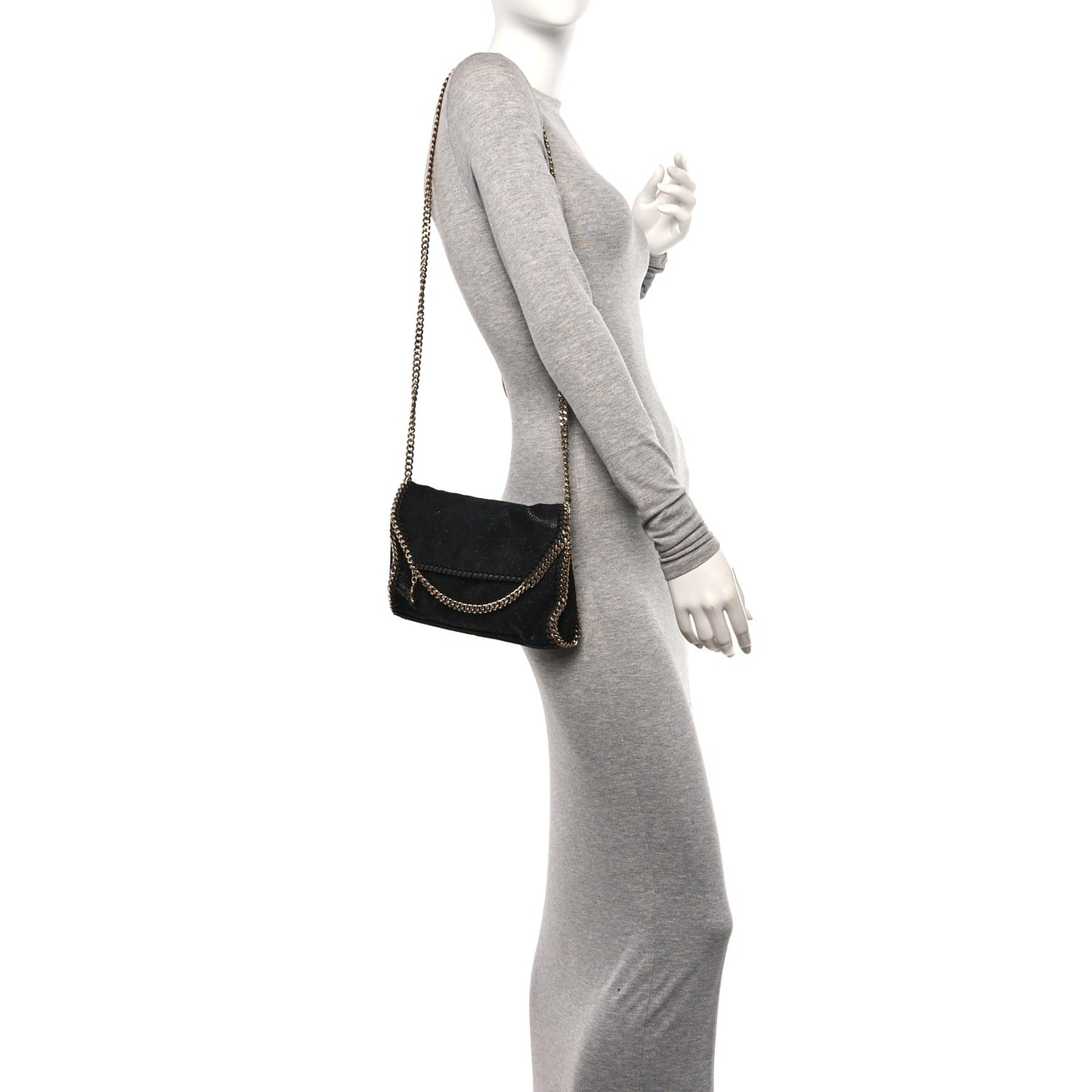 Shaggy Deer Mini Falabella Fold Over Tote Black
