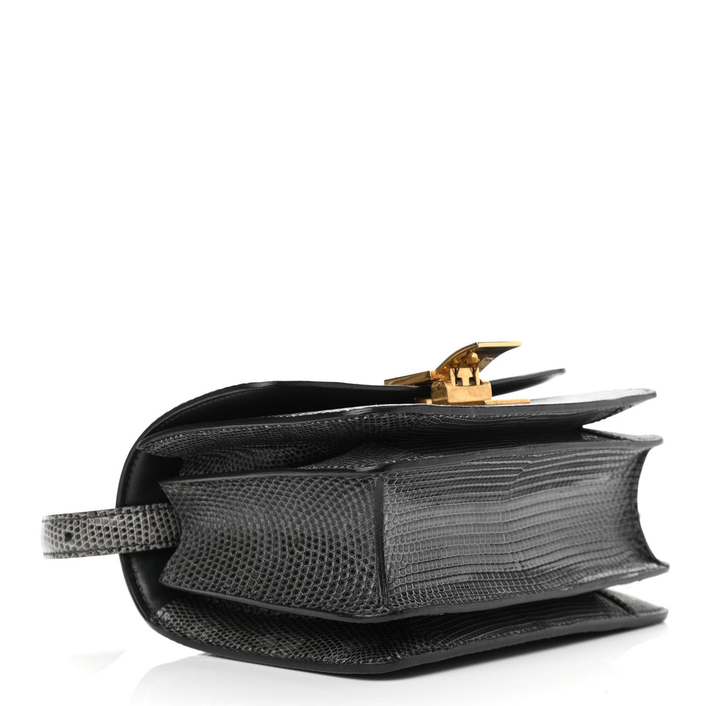 Lizard Small Classic Box Flap Bag Dark Taupe