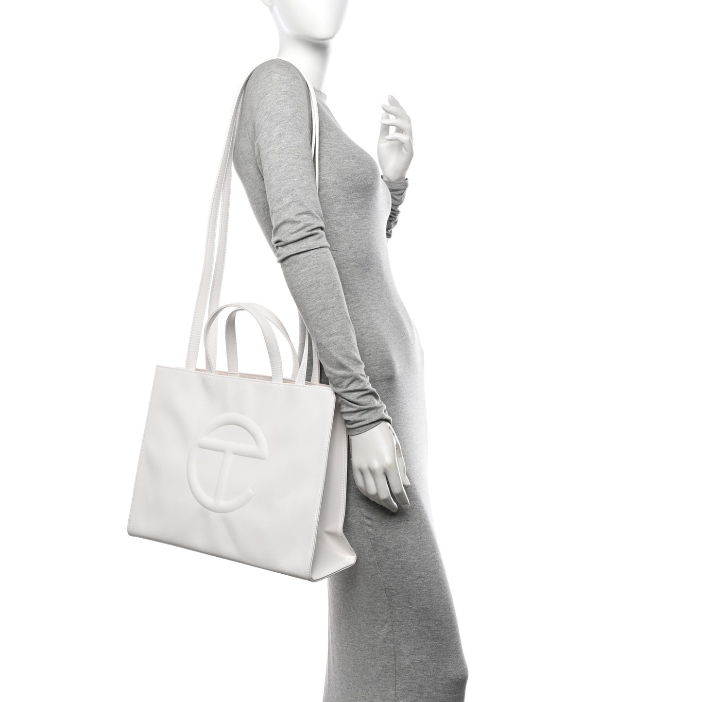 Vegan Leather Medium Shopping Bag White
