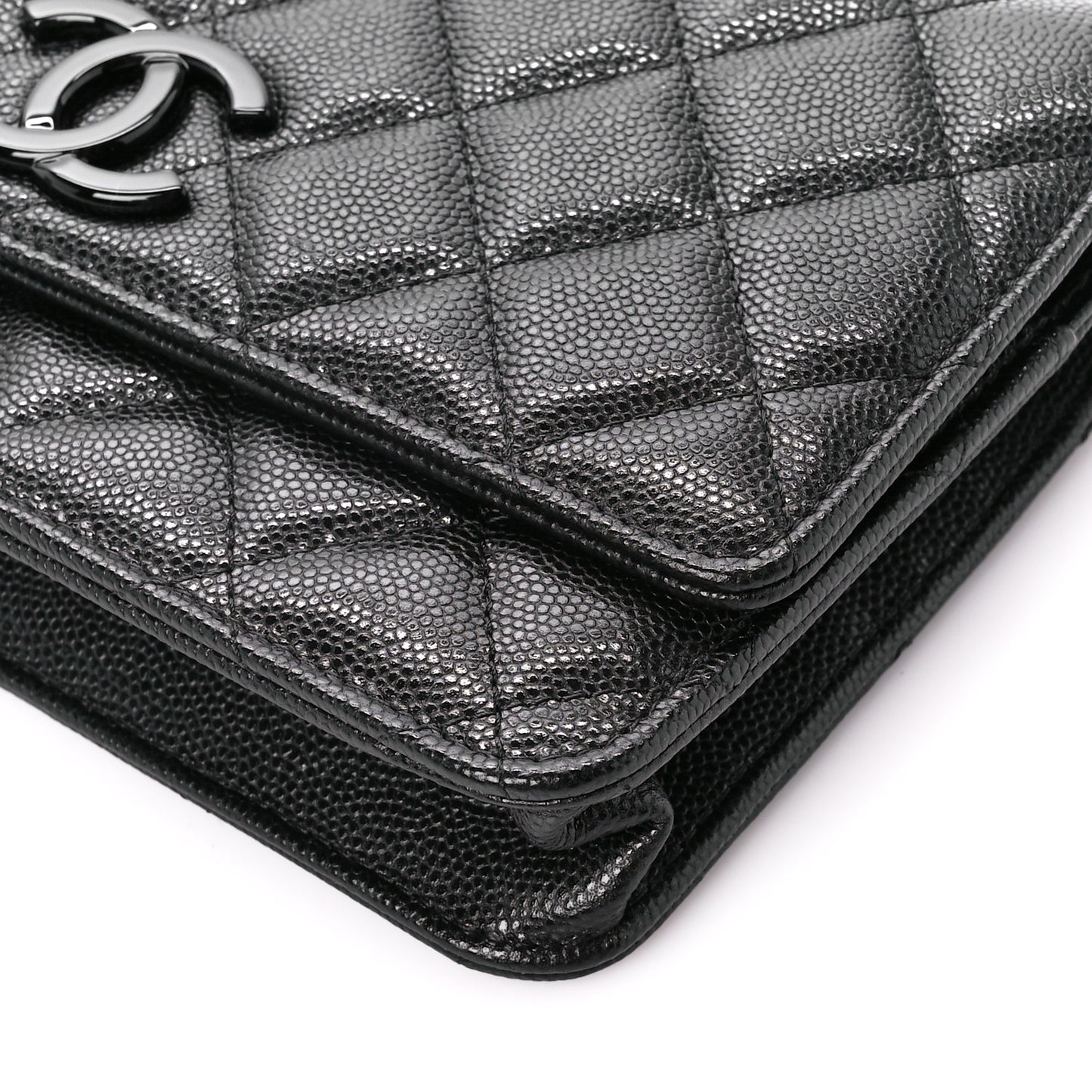 Caviar Quilted My Everything Wallet On Chain WOC Black