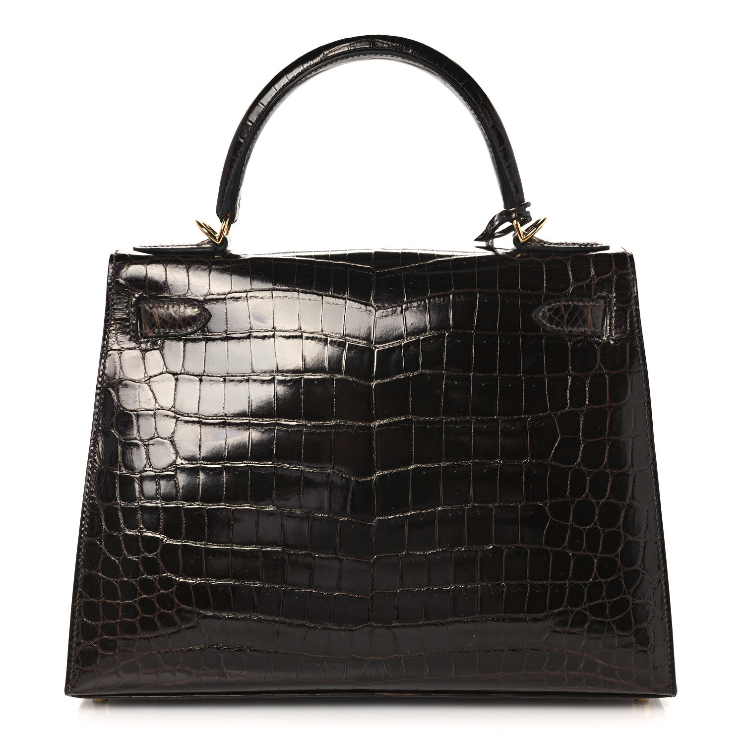Hermes Shiny Niloticus Crocodile Kelly Sellier 28 Macassar 4 of 38