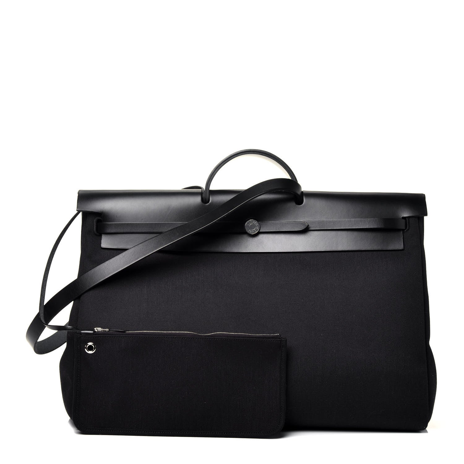 Hermes Military Toile Vache Hunter Herbag Zip Retourne Cabine Bag Black 1 of 11