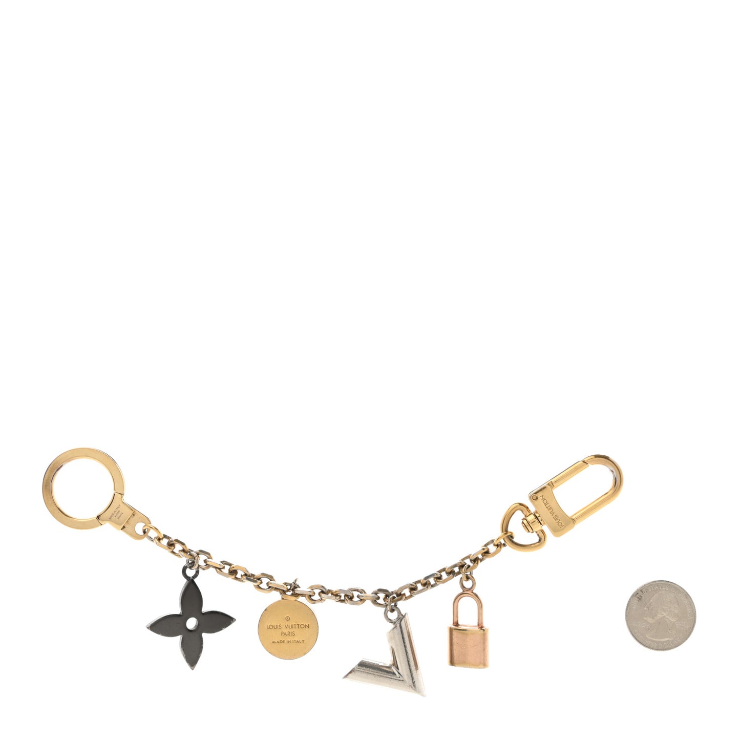 Metal Kaleido V Bag Chain Charm Gold