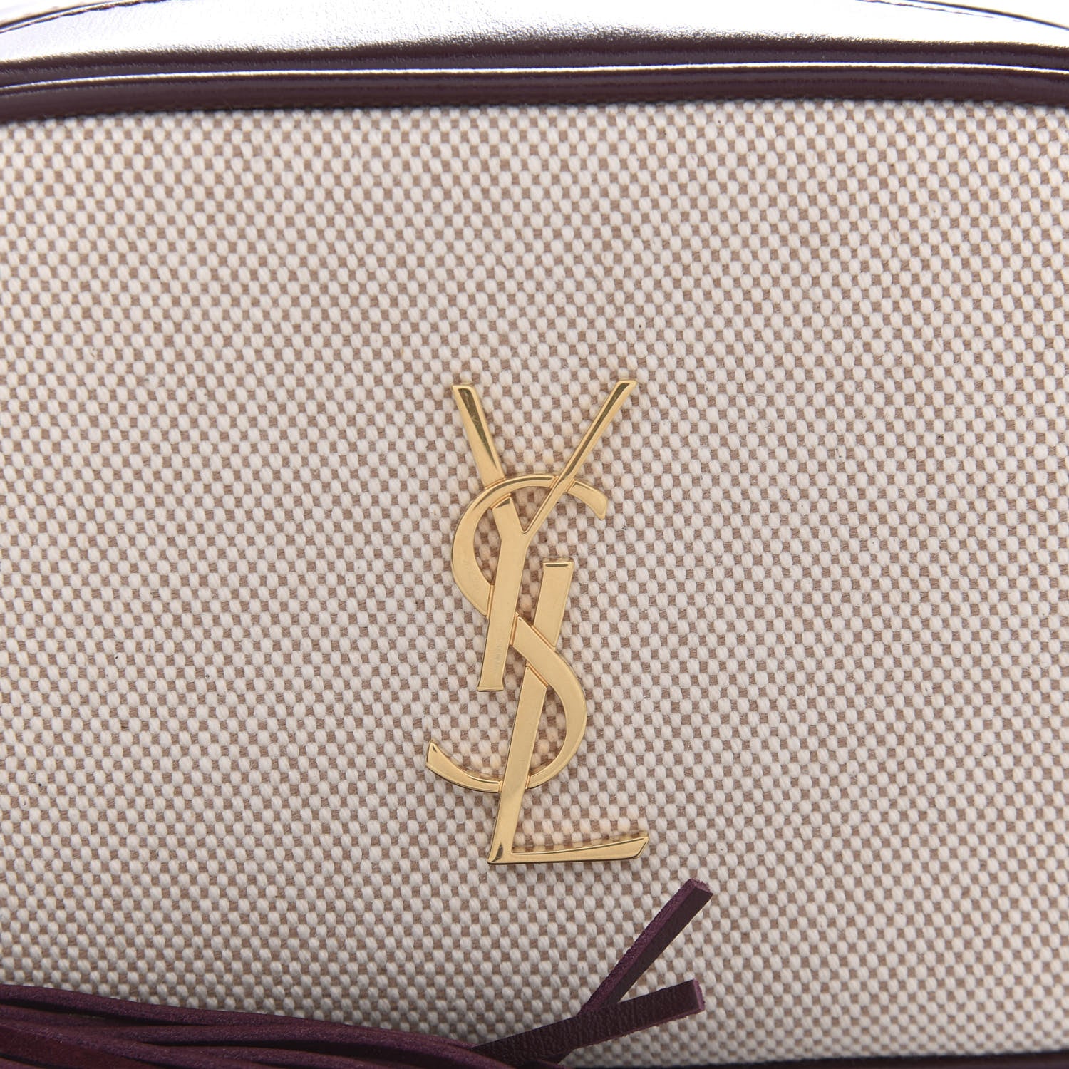 Saint Laurent Calfskin Canvas Monogram Lou Belt Bag Natural Dark Legion Red 9 of 9
