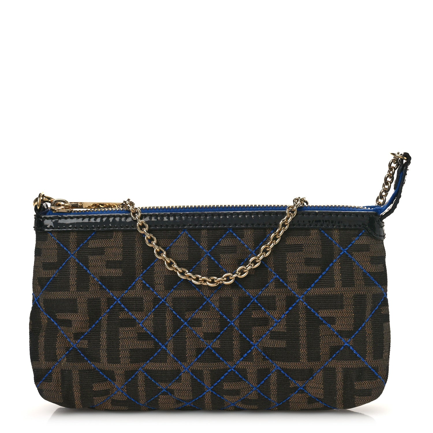 Fendi Zucca Quilted Pochette Tobacco Blue 1 of 8