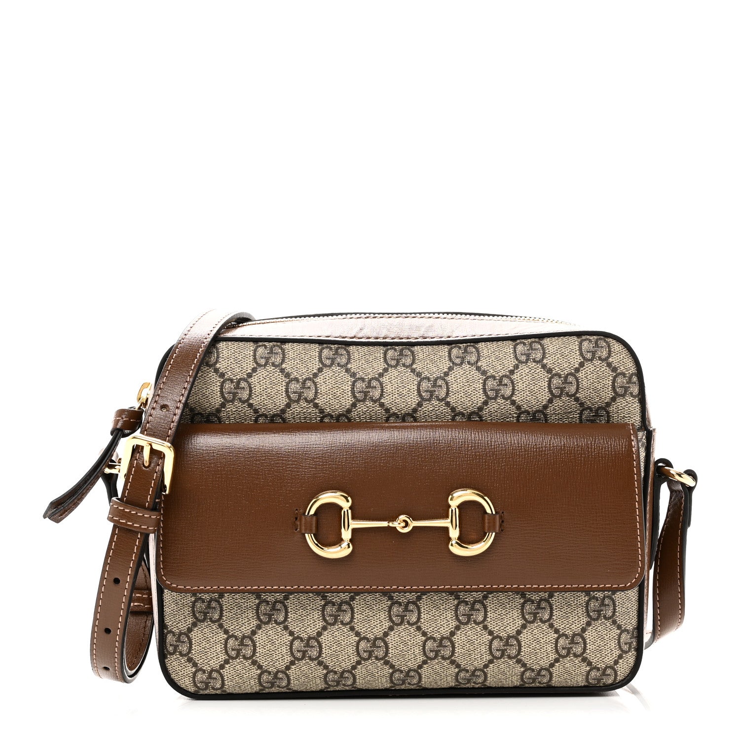 GUCCI ドローストリングバッグ ベージュ Gucci GG Supreme Monogram Small Horsebit 1955 Shoulder Bag Beige