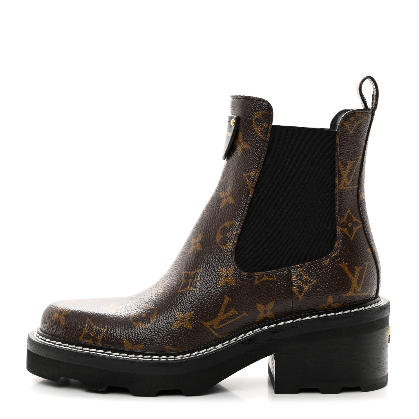 Patent Monogram LV Beaubourg Ankle Boots 38 Black
