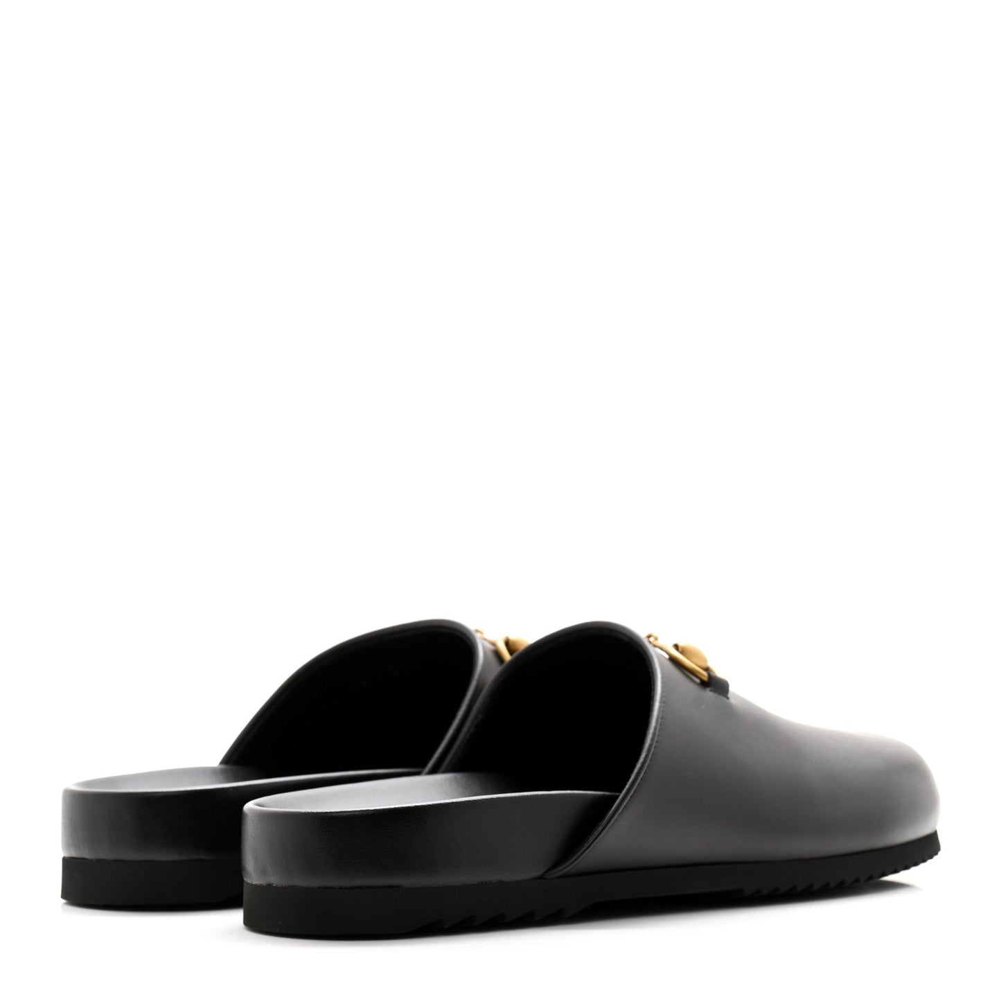 Jakarta Calfskin Womens Horsebit Slippers 40 Black