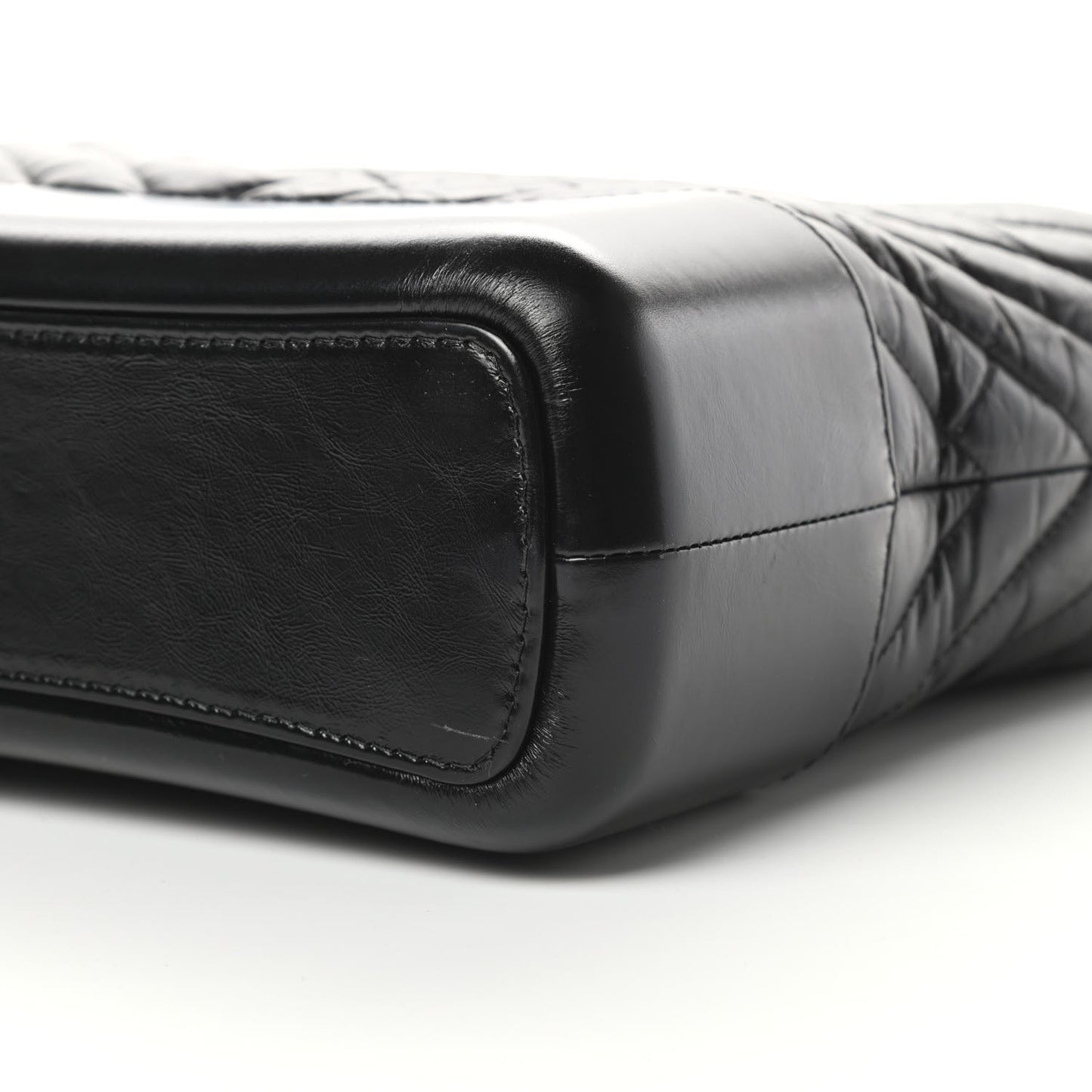 Aged Calfskin Chevron Quilted Medium Gabrielle Hobo Black