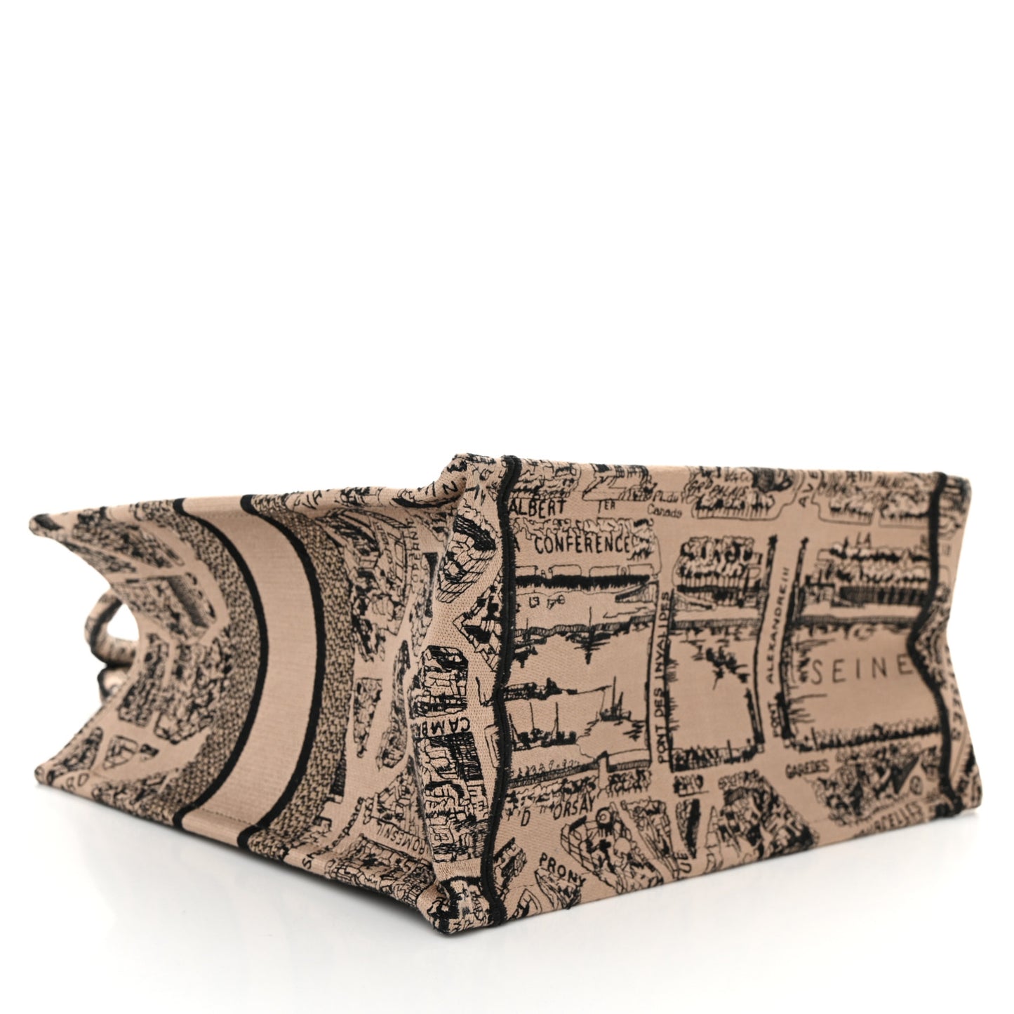 Canvas Embroidered Medium Plan De Paris Book Tote Beige Multi
