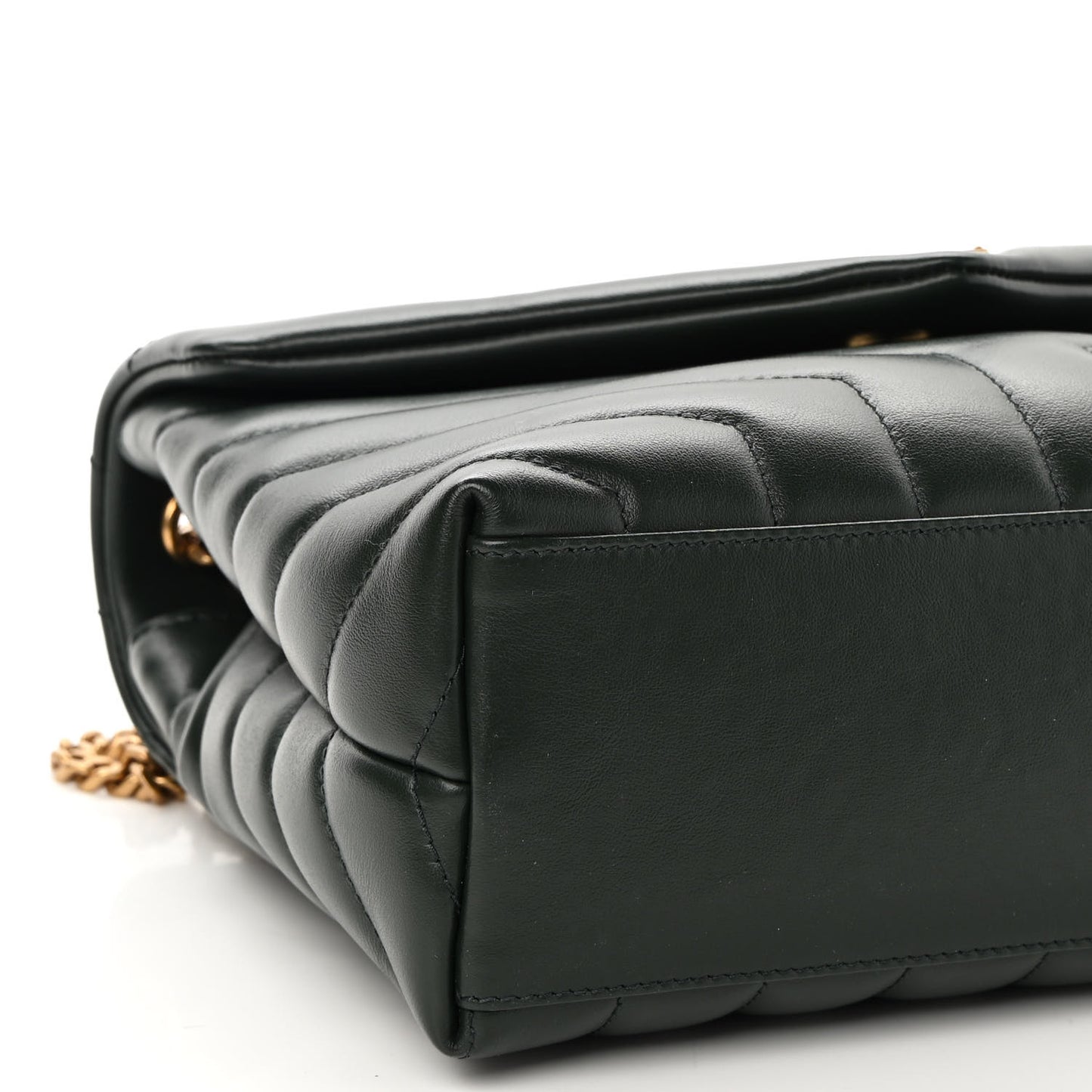 Calfskin Y Quilted Monogram Small Loulou Chain Satchel Olive