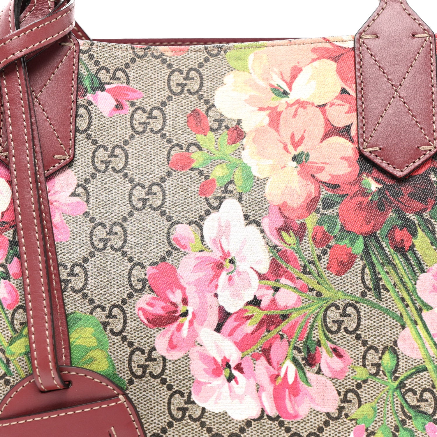Gucci GG Supreme Monogram Blooms Small Reversible Tote Beige Multicolor Dry Rose 8 of 12