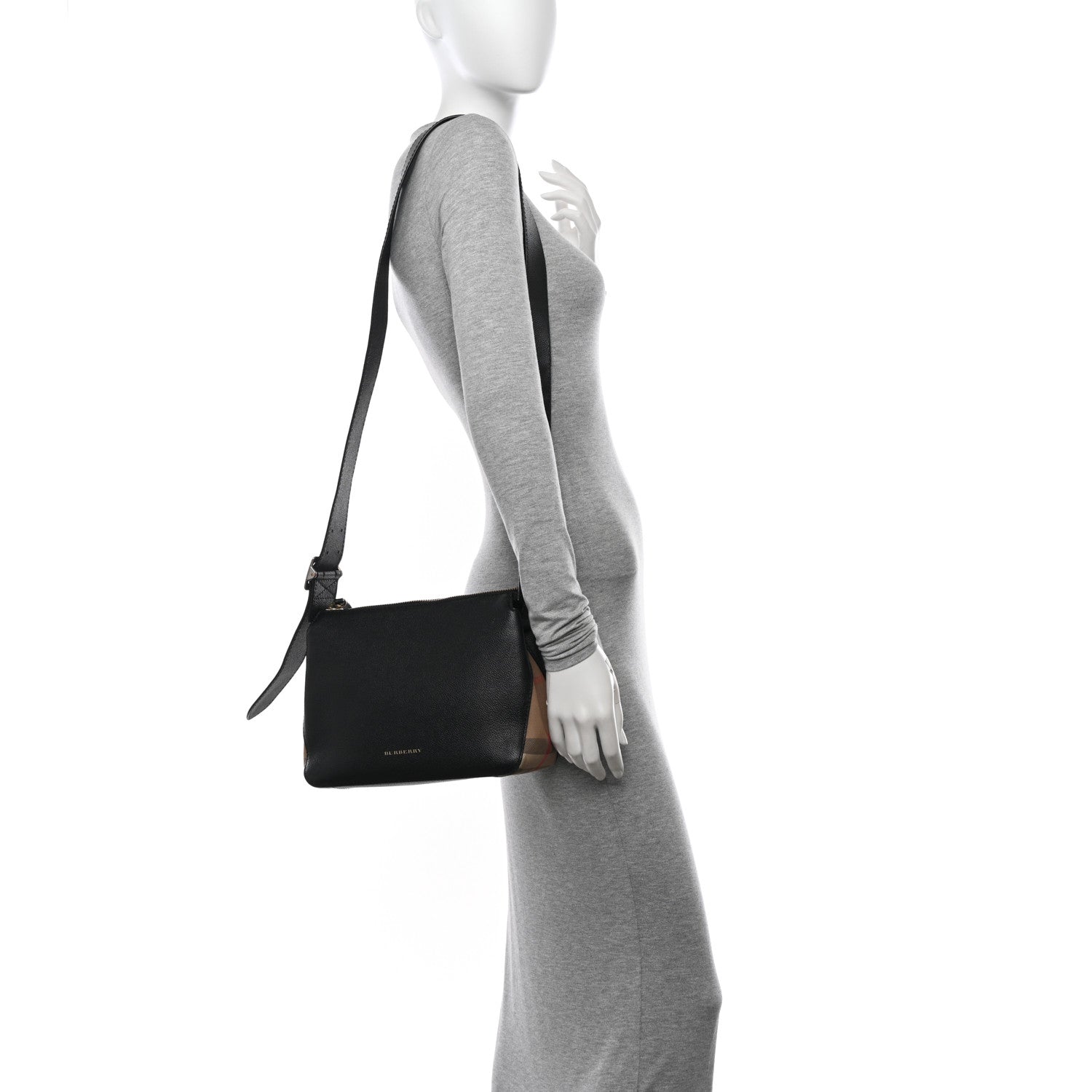 Burberry Soft Grain Calfskin House Check Small Helmsley Crossbody Black 2 of 13