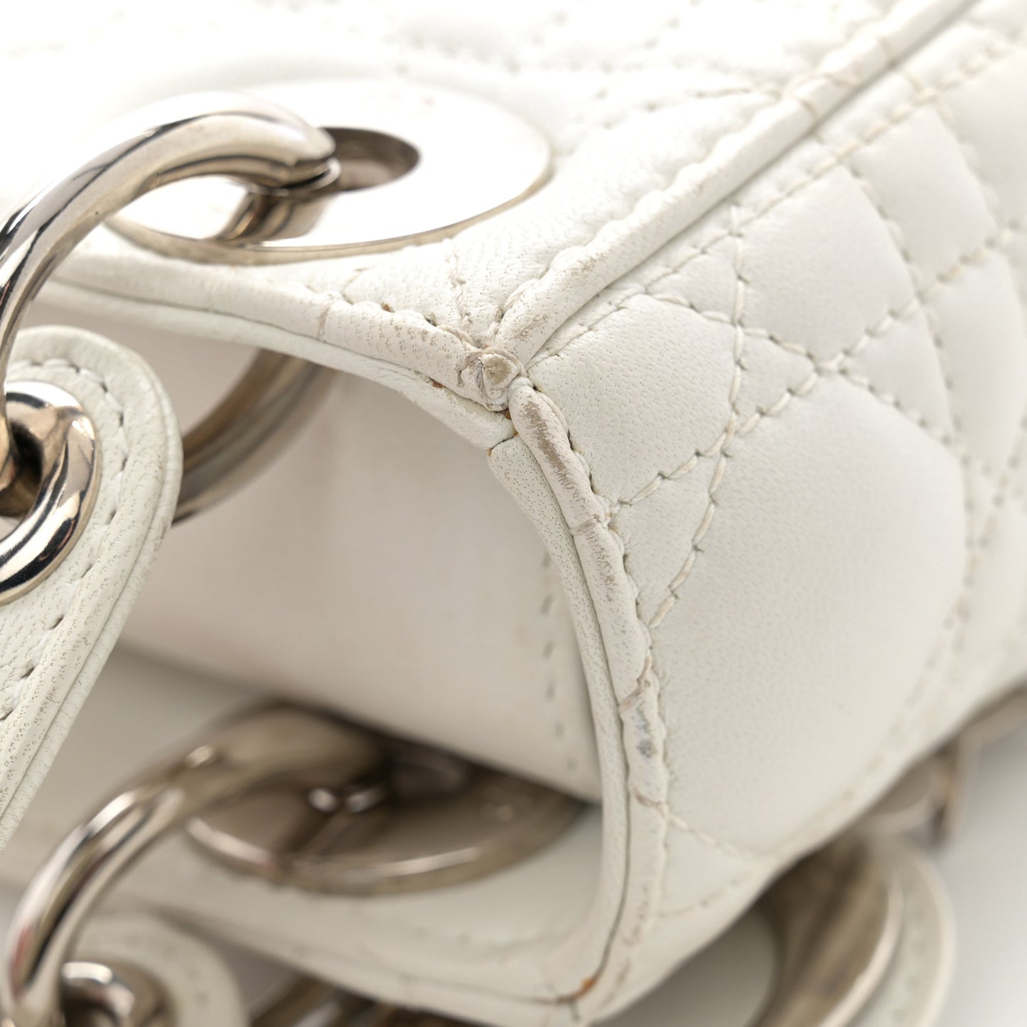 Lambskin Cannage Mini Lady Dior White