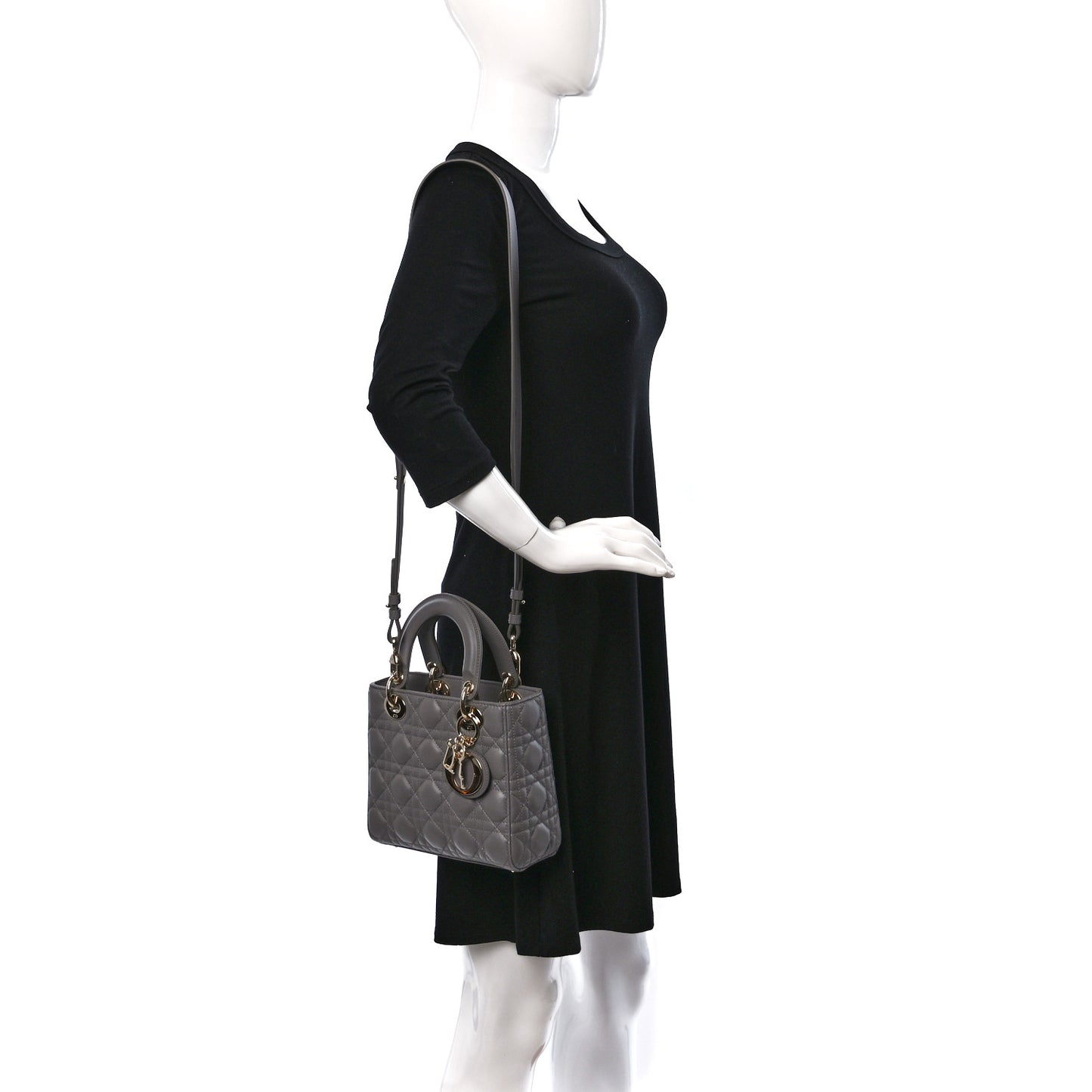 Lambskin Cannage Small My ABC Dior Lady Dior Grey