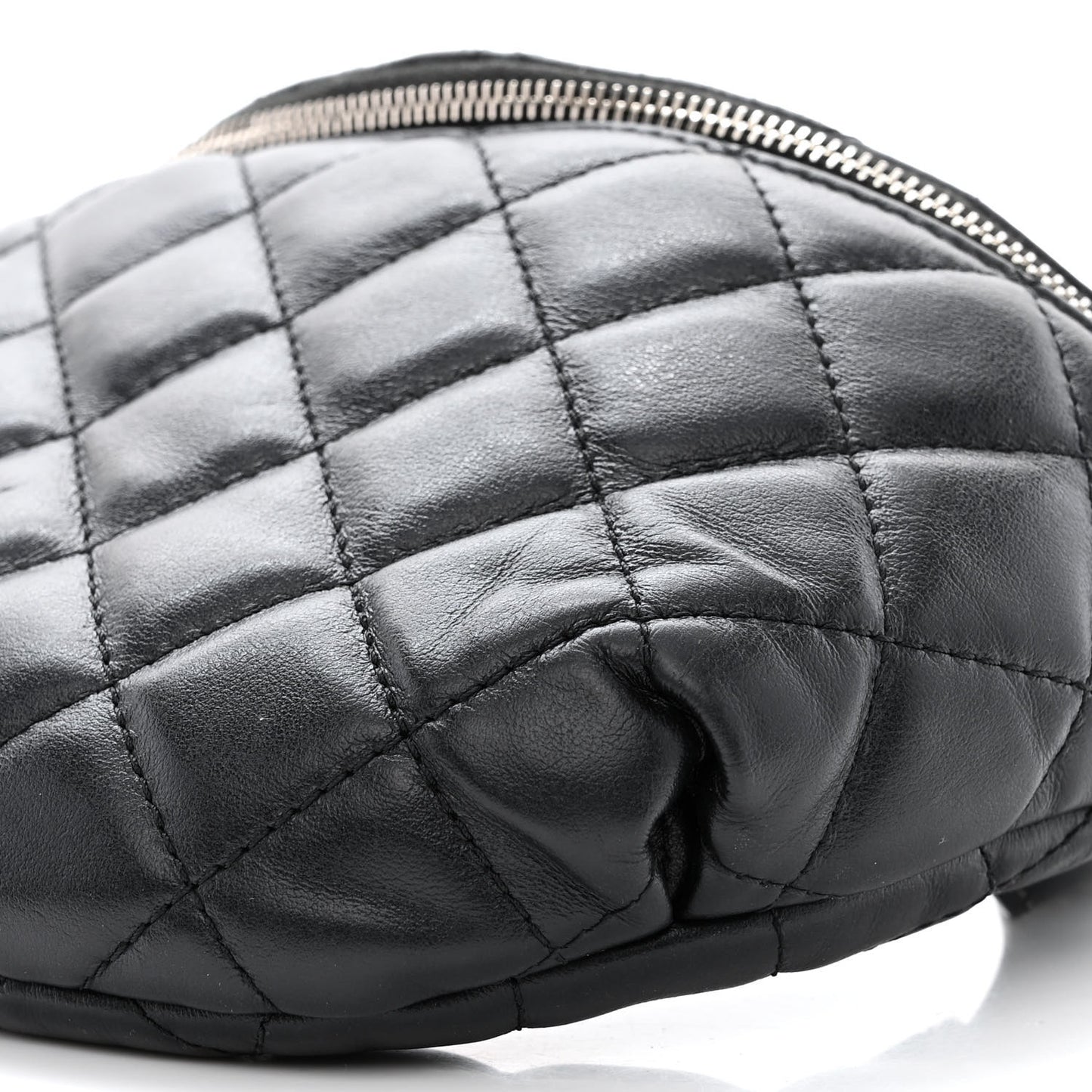 Calfskin Quilted Waist Belt Bag Black