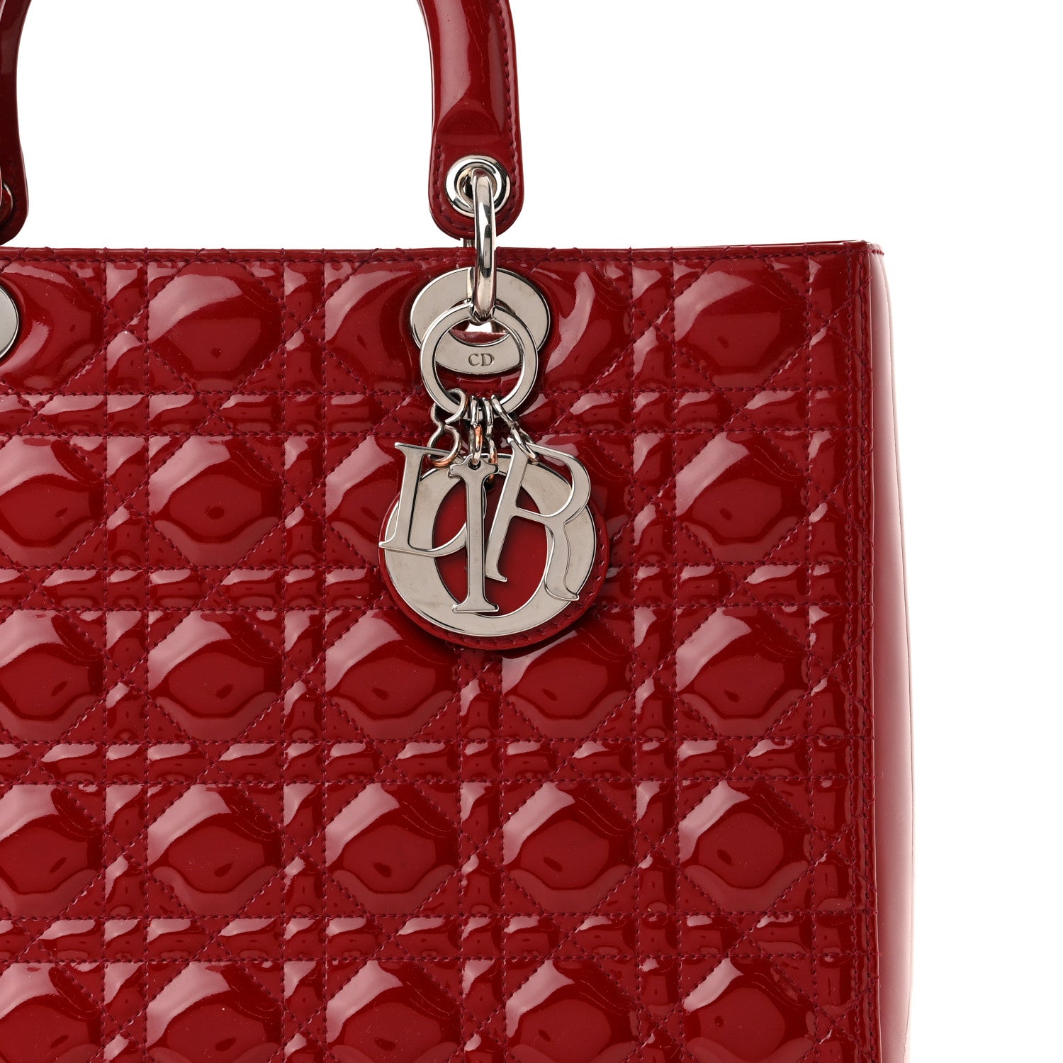 Christian Dior Patent Cannage Large Lady Dior Red 8 of 10